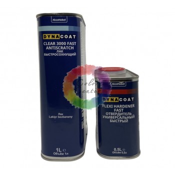 Лак акриловый бесцветный быстрый Dyna HS 3000, 1л + отв. 0,5л fast 